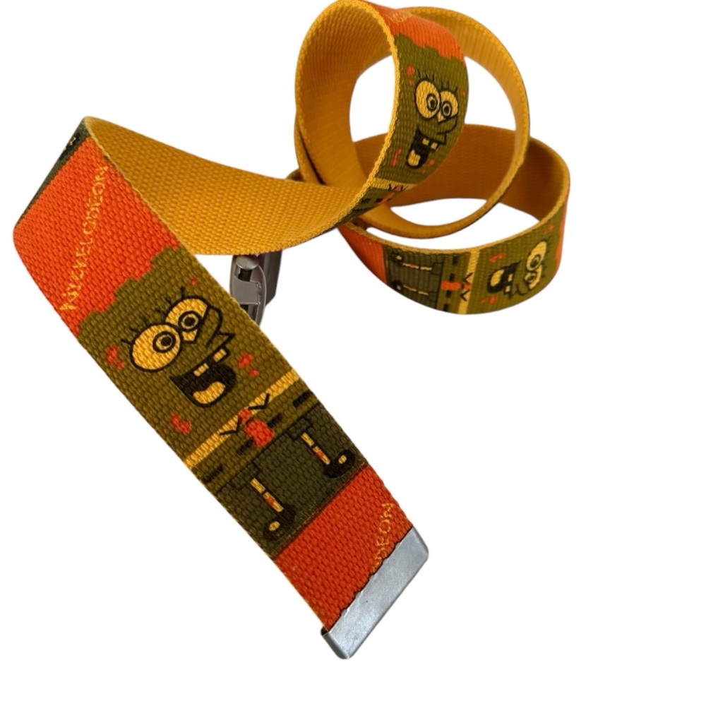 SpongeBob Webbed Fabric Ratchet Belt Men Women Size Large Orange Green Yellow